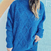 Bella Road Diamond Round Neck Long Sleeve Sweater - Blue