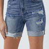 RISEN Distressed Rolled Denim Shorts with Pockets | Full Size - Medium