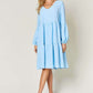 DOUBLE TAKE Full Size V-Neck Balloon Sleeve Tiered Dress at Bella Road