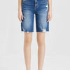 Super High Rise Denim Bermuda Shorts | Full Size - Medium Blue