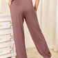 BASIC BAE Full Size Soft Rayon Drawstring Waist Pants with Pockets at Bella Road