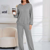 Bella Road Dropped Shoulder Long Sleeve Hoodie and Pants Set - Gray