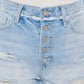 KANCAN Distressed Button Fly Denim Shorts at Bella Road