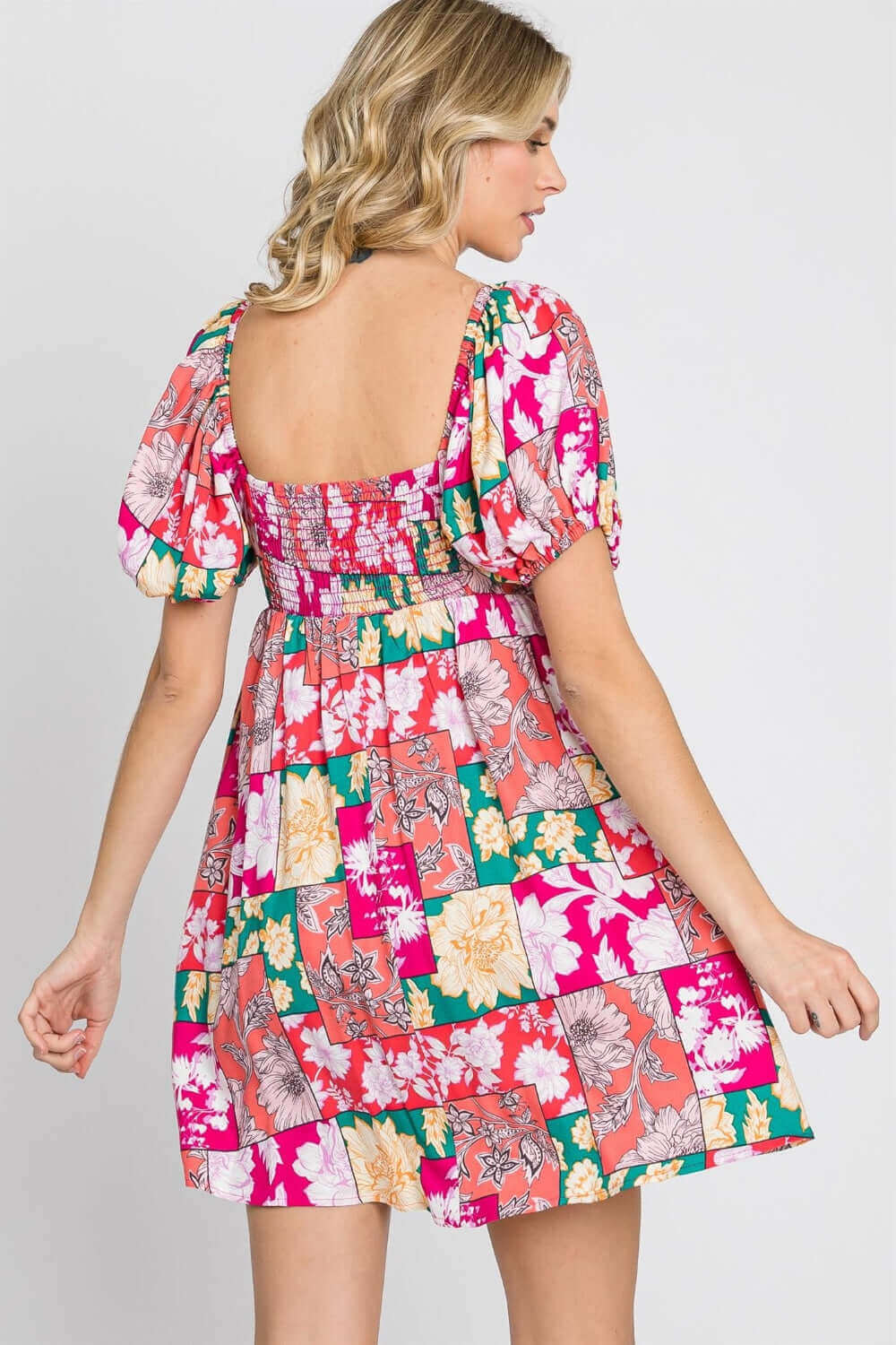 GEEGEE Floral Ruff Sleeve Mini Dress at Bella Road