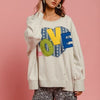 BiBi LOVE Heart Patch Slit French Terry Sweatshirt - Light Gray