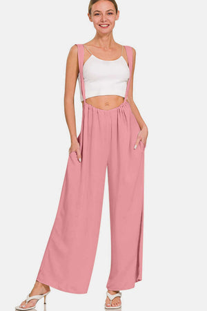 ZENANA Pocketed Wide Strap Wide Leg Overalls at Bella Road