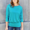 Round Neck Batwing Sleeve Top - Sky Blue