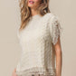 Layered Pleat Chiffon Edge Cable Knit Top