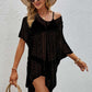 BELLA ROAD Openwork V-Neck Short Sleeve Cover Up at Bella Road