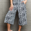 Ninexis Leopard High Waist Flowy Wide Leg Pants with Pockets - Grey Leopard