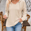 Drawstring Dropped Shoulder Long Sleeve Hoodie - Tan