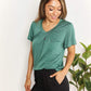 DOUBLE TAKE Ruched V-Neck Short Sleeve T-Shirt at Bella Road