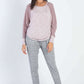 TASHA APPAREL Round Neck Long Sleeve Contrast Top at Bella Road