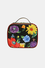 Nicole Lee USA printed handbag with colorful floral pattern, featuring a medium-sized design with a handle and made from pebbled, glossy patent leather.