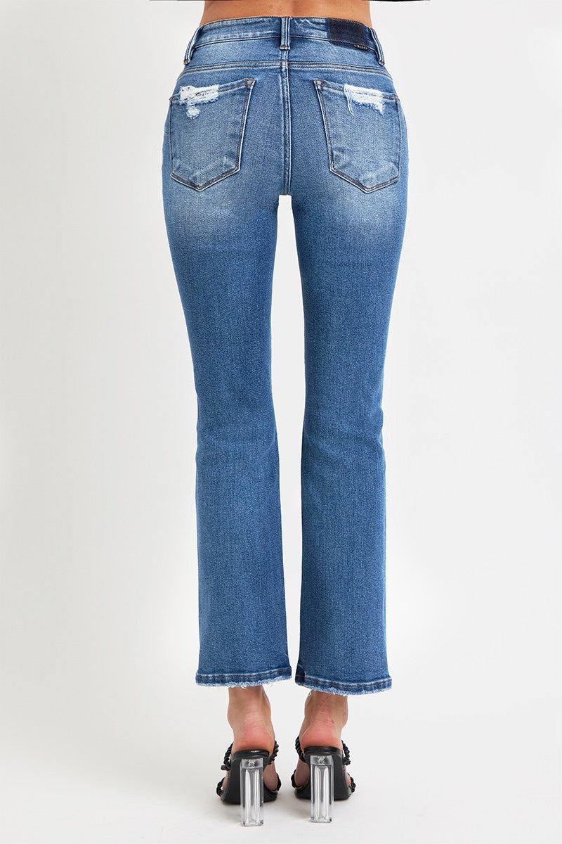 Mid Rise Ankle Straight Jeans with Pockets - Versatile and stylish denim with a flattering fit and practical design.