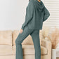 Ribbed Drawstring Hooded Top and Straight Pants Set