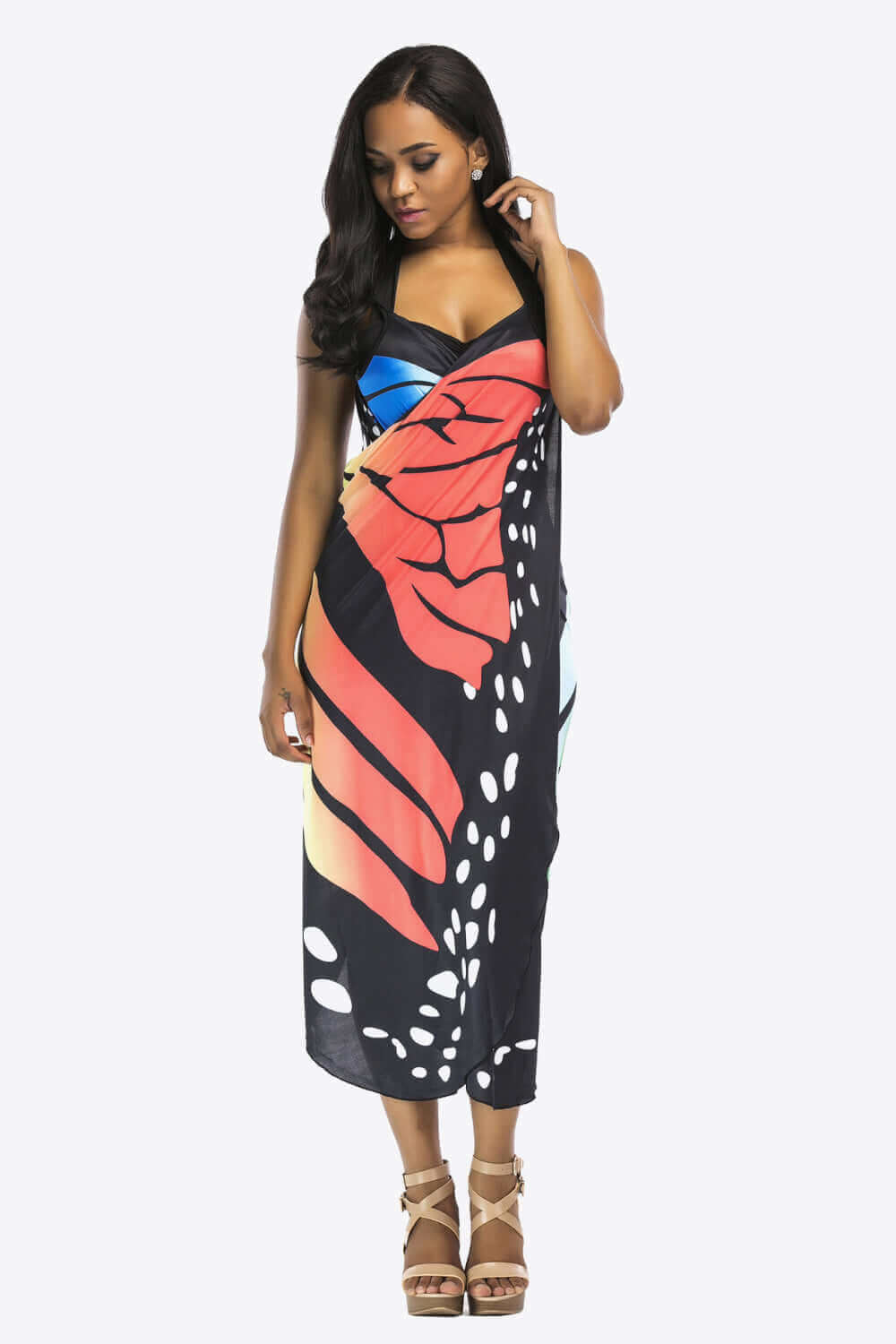 BELLA ROAD Butterfly Spaghetti Strap Cover Up at Bella Road