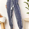 Geometric Print Tassel High-Rise Pants - Navy