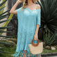 DOUBLE TAKE Eyelet Fringe Hem Longline Knit Cover Up at Bella Road