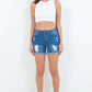 High Waist Distressed Frayed Denim Shorts