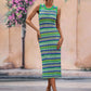 BELLA ROAD Striped Round Neck Sleeveless Midi Cover Up Dress at Bella Road