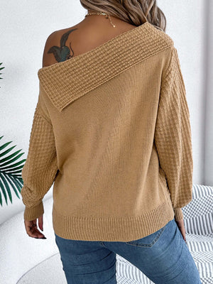 Bella Road Cable-Knit One Shoulder Long Sleeve Sweater