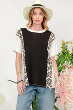 CELESTE Full Size Leopard Color Block T-Shirt at Bella Road