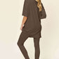 DOUBLE TAKE Full Size Round Neck Dropped Shoulder T-Shirt and Leggings Set at Bella Road