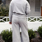 DOUBLE TAKE Full Size Textured Long Sleeve Top and Drawstring Pants Set at Bella Road