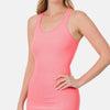 Stretchy Ribbed Knit Racerback Tank - N CORAL PINK