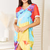 Double Take Tie-Dye V-Neck Twisted Dress - Multicolor