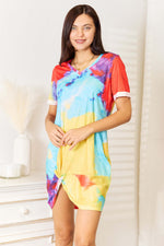 DOUBLE TAKE Tie-Dye V-Neck Twisted Dress at Bella Road