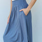 DOUBLJU Comfort Princess Full Size High Waist Scoop Hem Maxi Skirt in Dusty Blue at Bella Road