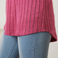 Ribbed Thumbhole Sleeve T-Shirt