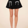 2-Bow Pleated Mini Skirt - Black/Ivory