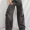 Bella Road Wide Leg Jeans with Pockets - Black