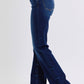 Judy Blue raw hem straight leg jeans with a versatile and flattering silhouette, perfect for casual or dressy occasions.