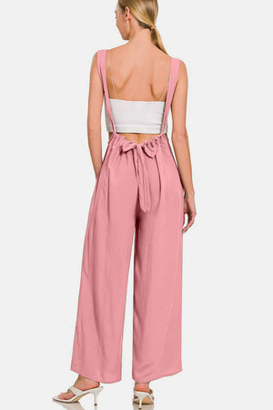 ZENANA Pocketed Wide Strap Wide Leg Overalls at Bella Road