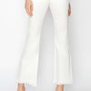 RISEN Full Size Tummy Control Crop Flare Step Hem Pants - White