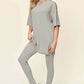 DOUBLE TAKE Full Size Round Neck Dropped Shoulder T-Shirt and Leggings Set at Bella Road