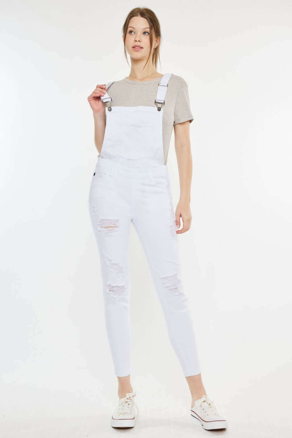 KANCAN Distressed Skinny Denim Overalls at Bella Road