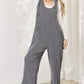 CELESTE Full Size Ribbed Tie Shoulder Sleeveless Ankle Overalls at Bella Road