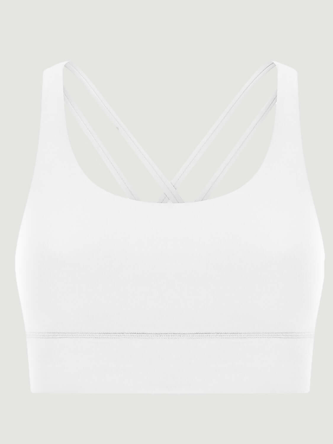 White Millennia Crisscross Scoop Neck Active Tank showcasing stylish design and comfort for workouts.