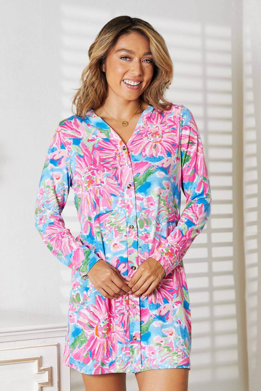 DOUBLE TAKE Floral Open Front Long Sleeve Cardigan at Bella Road