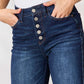 High-waisted button-fly straight jeans made with premium lycra fabric, providing slight stretch and all-day comfort, Judy Blue Jeans.