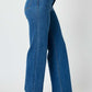 High rise straight Judy Blue Jeans with a flattering fit elongating the legs and accentuating the waist, perfect for casual or dressy tops.