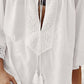 Elegant Bella Road Swim lace detail cover up with tie neck and three-quarter sleeves, perfect for beach and pool days.