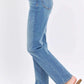 Side view of High Waist Straight Judy Blue Jeans with a classic straight leg cut, paired with casual sandals.