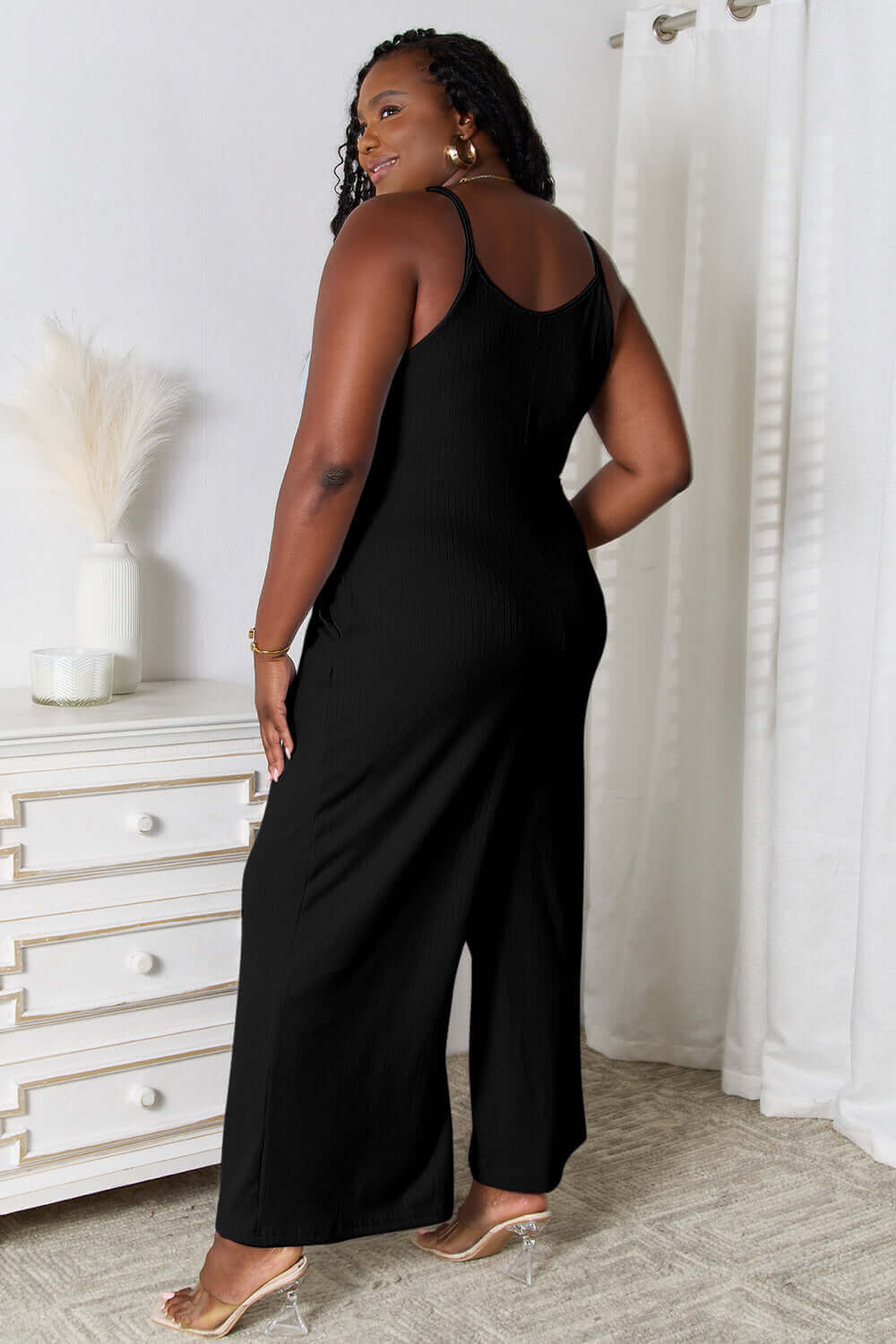 BASIC BAE Full Size Spaghetti Strap V-Neck Jumpsuit at Bella Road