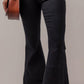 Bella Road Button-Fly Flare Jeans with Pockets in black, showcasing high-waist design with buttoned front and flared legs.